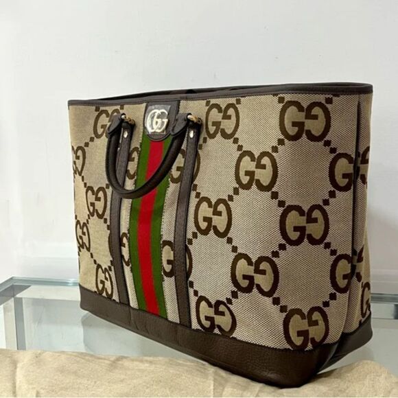 Gucci Web Jumbo GG Mongram Tote Bag - Picture 8 of 9